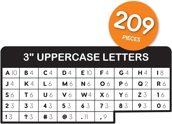 209 Pcs 3" Jewel Bulletin Board Precut Letters & Numbers, Capital Letters - Image 5