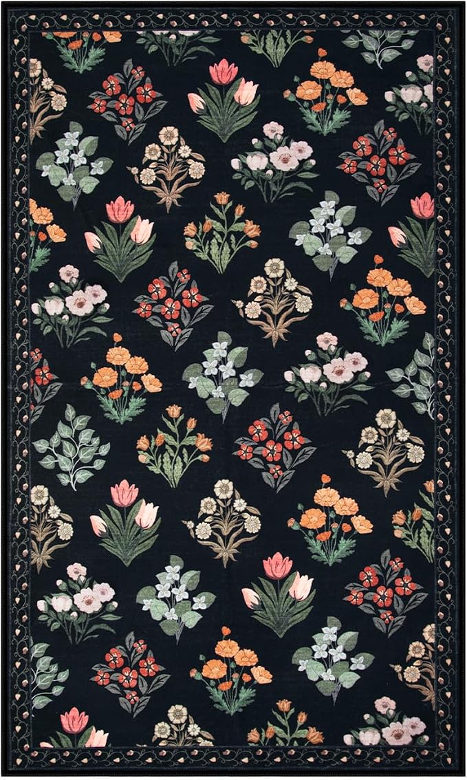 Wonnitar Washable 3x5 Area Rug, Floral Print Rugs - Image 8