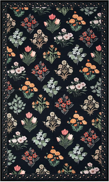 Wonnitar Washable 3x5 Area Rug, Floral Print Rugs - Image 8