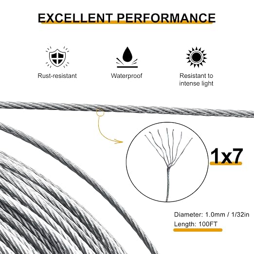 Picture Hanging Wire, 100-Feet Hanging Wire Heavy Stainless Steel line Rope - Image 3