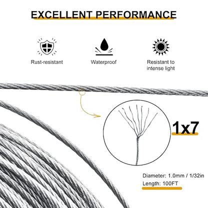 Picture Hanging Wire, 100-Feet Hanging Wire Heavy Stainless Steel line Rope - Image 3