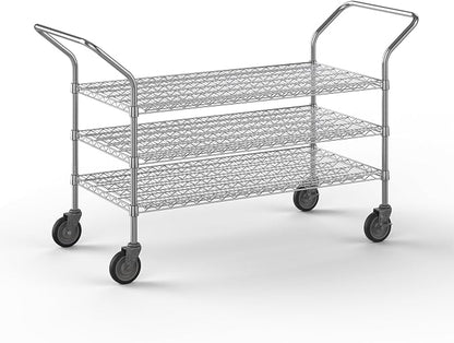 24" W x 48" L x 36" H Chrome Heavy Duty Utility Cart | 3-Tier | NSF Commercial by Regal+Altair