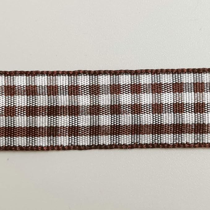 Micomon Brown and White Gingham Ribbon Buffillo Gingham Ribbon 25 Yards Each - Image 9