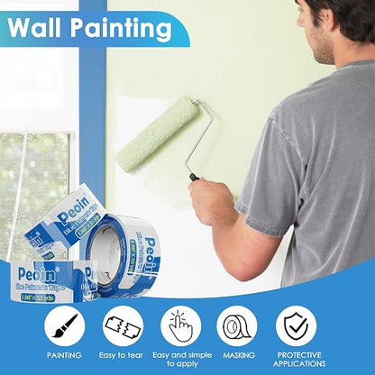 Blue Painters Tape 2 Inch Wide Bulk, 24 Roll Painting Tape Blue Masking Tape - Image 6