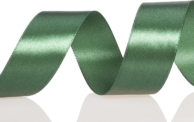 1 Inch Dark Green Solid Satin Ribbon, 50 Yards Craft Fabric Ribbon - Image 3