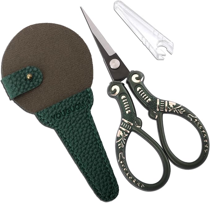 Vintage Craft Scissors with Case, Sharp Sewing Scissor by YOUGUOM