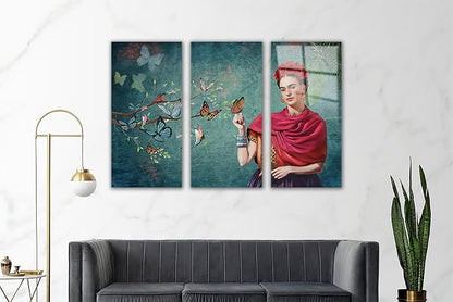 SpiritualHands Frida Kahlo Glasss Wall Art Print, Home Decor Glass Wall Art - Image 4