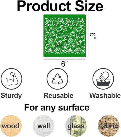 Damask Stencils for Crafts Reusable 6” Texture Stencils Floral Background - Image 2