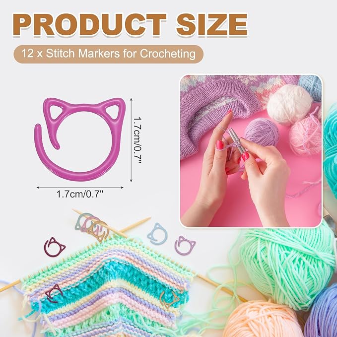 PATIKIL Cat Crochet Stitch Markers, 12 Pack Stitch Marker - Image 2