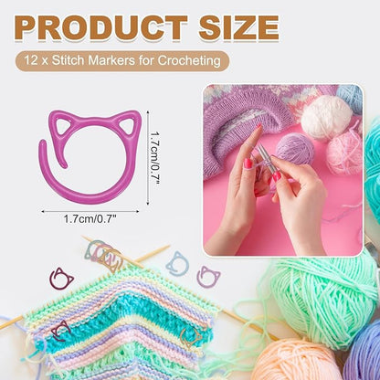 PATIKIL Cat Crochet Stitch Markers, 12 Pack Stitch Marker - Image 2