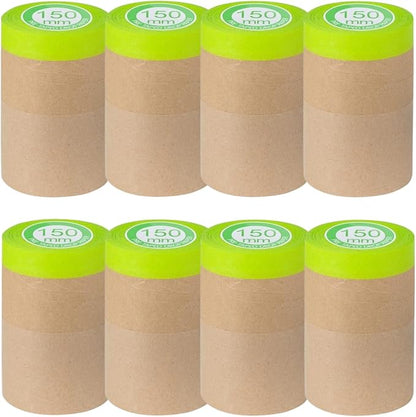 Pre-Taped Painting Masking Paper: 8 Rolls 6 Inch x 50 Feet Tape and Drape by KUANVE