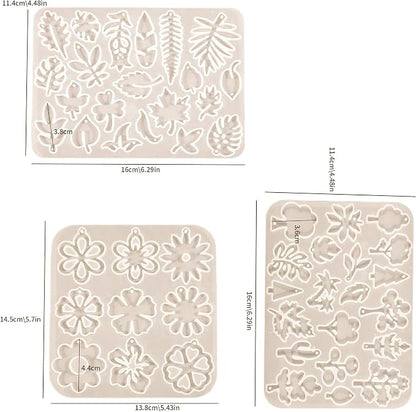3 Pack Leaf/Flower/Tulip Pendant Earring Nacklace Resin Mold - Image 5