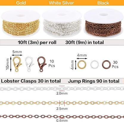 Jishi 30ft Jewelry Making Chains Bulk 2mm Necklace Chains - Image 2
