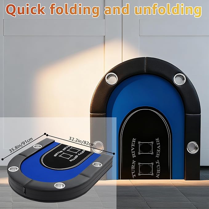 Folding Poker Table, 8 Player Portable Design - Image 5