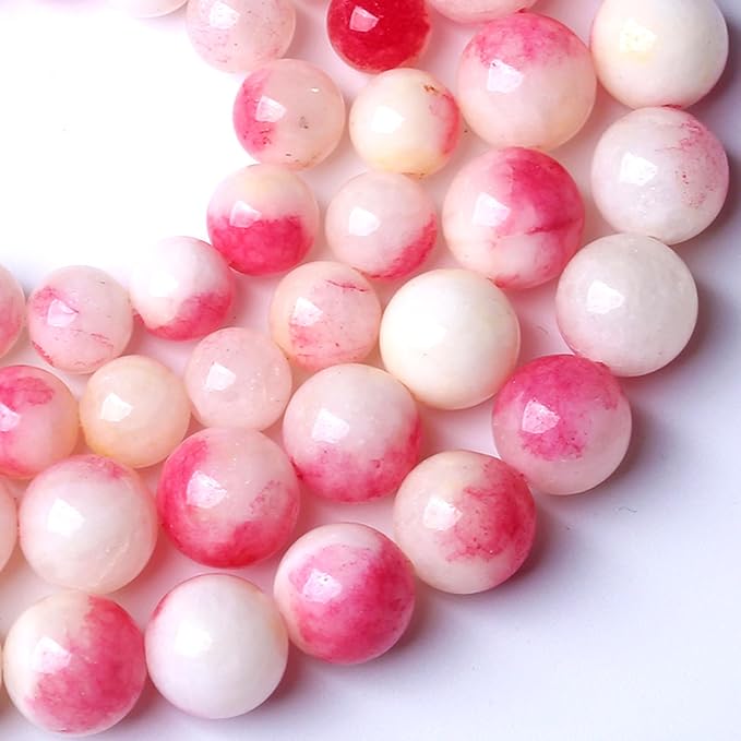 120pcs 6mm Natural Pink White Jade Stone Beads Round Beads Energy Healing by Unknown