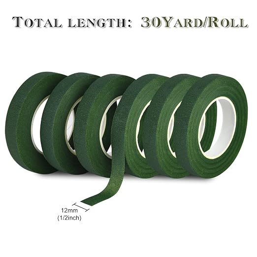 FEPITO 1/2" Wide Dark Green Floral Tapes Florist Tape - Image 2