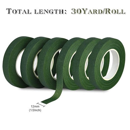 FEPITO 1/2" Wide Dark Green Floral Tapes Florist Tape - Image 2