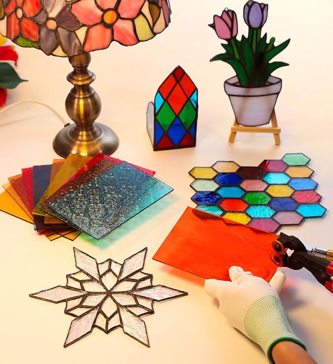 40 Transparent Stained Glass Sheets, 4”x6” Textured Bright Transparency Mosaic - Image 6