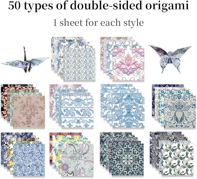 Square Origami Paper 6x6 Double Sided 50 Sheets 50 Colors 70GSM Origami Kit - Image 3