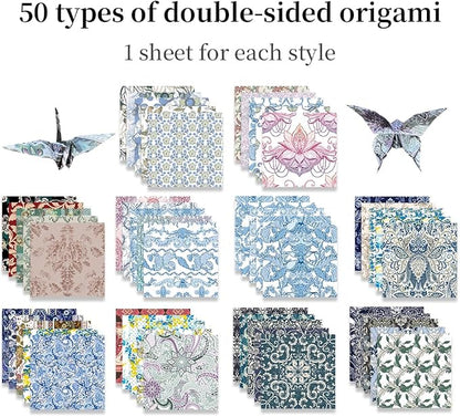Square Origami Paper 6x6 Double Sided 50 Sheets 50 Colors 70GSM Origami Kit - Image 3