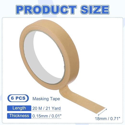 MECCANIXITY Masking Tape 0.7 Inch x 21 Yard Painter's Tape Brown Paint Tapes - Image 2