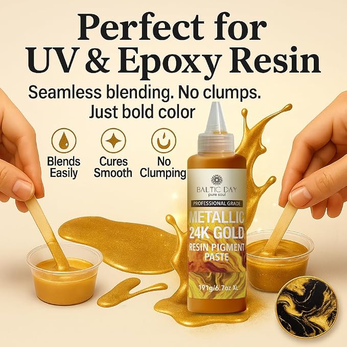 Metallic 24K Gold Epoxy Resin Pigment Paste XL – Opaque Epoxy Dye & High - Image 3