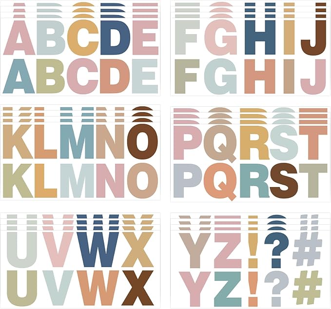 232 Pcs 24 Sheets Boho Bulletin Board Letters, 2.4 Inch Letter Stickers Self by Sereliy