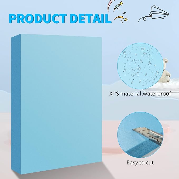LuckyFoam Blue 5 Pack 12x7.5x1.5 inch Foam Sheets 1.5 Inch Thick Polystyrene - Image 5