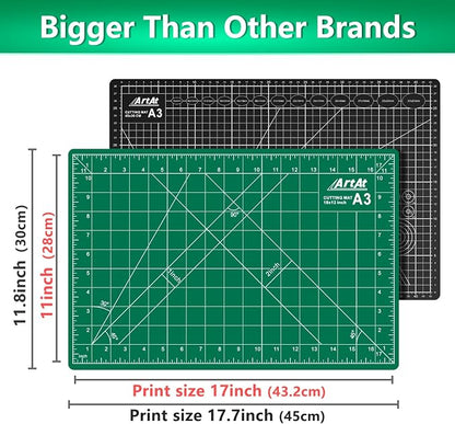 ArtAt Self Healing Cutting Mat: 12inch x 18inch Double Sided 5-Ply Fabric - Image 3