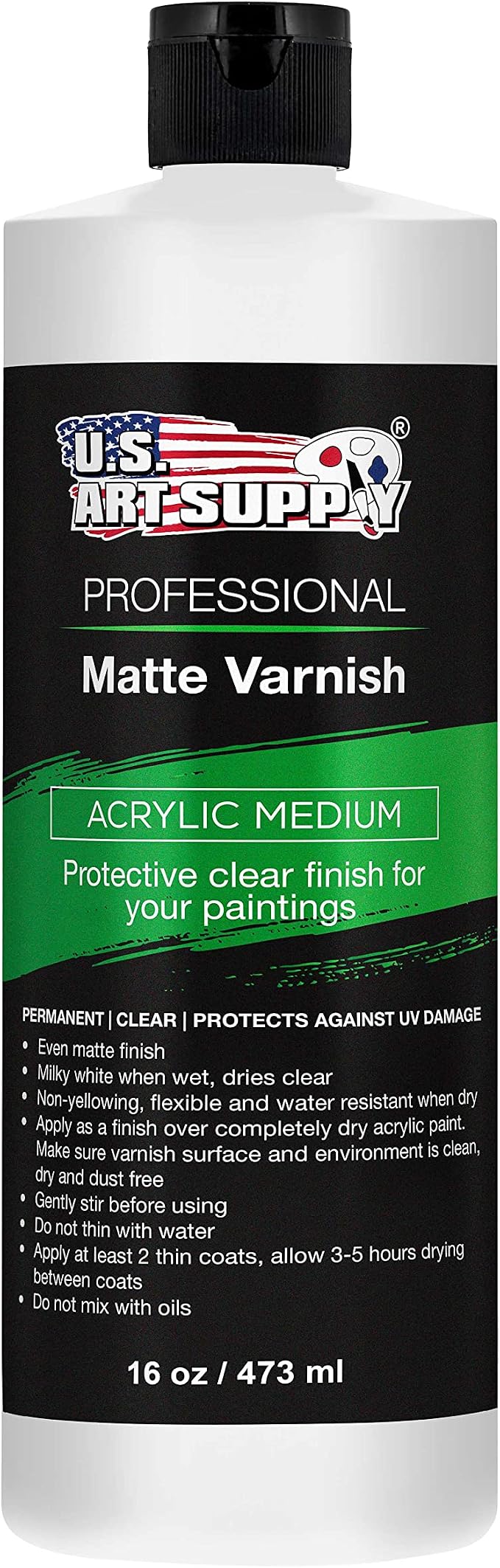 U.S. Art Supply 16 oz Matte Acrylic Varnish by USArtSupply