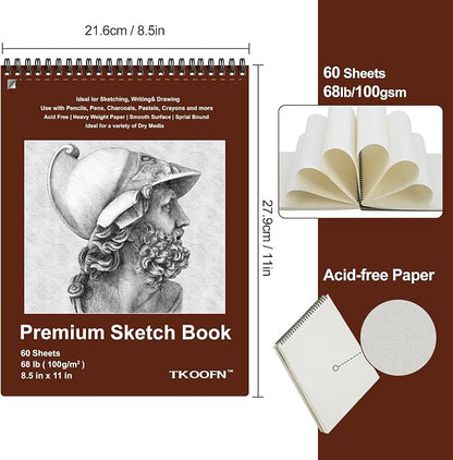 TKOOFN 8.5" x 11" Sketch Book, 300 Sheet Top Spiral Bound Premium Sketchbook - Image 2