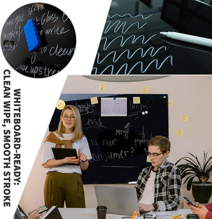 Magnetic Glass Black Board 48"x36" Glass Dry Erase Blackboard Tempered Glass - Image 2