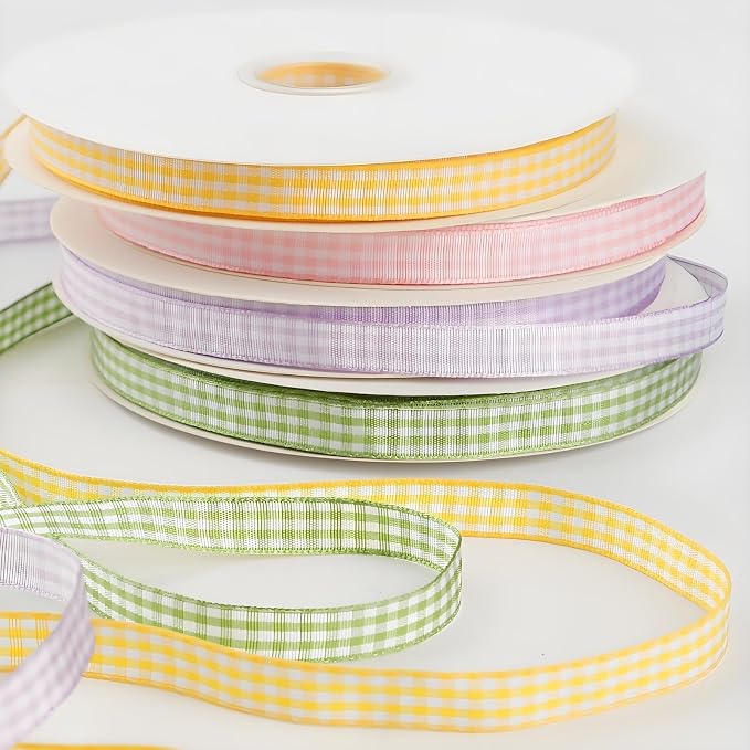 Classic Gingham Checkered Ribbon, DIY Projects, Hair Bows, Scrapbooking & Party - Image 3