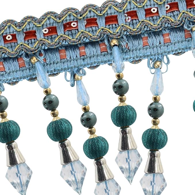 3yards Beading Fringe Trimming Long Beads Tassel Curtain Trim Ribbon Trim - Image 2