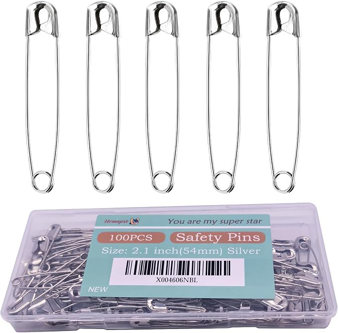 100PCS Small Safety Pins, 2.1 inch, Rust-Resistant Nickel Plated Steel by Urmspst