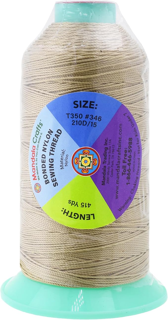 Mandala Crafts Bonded Nylon Thread Cream Heavy Duty Sewing Threads - Image 3
