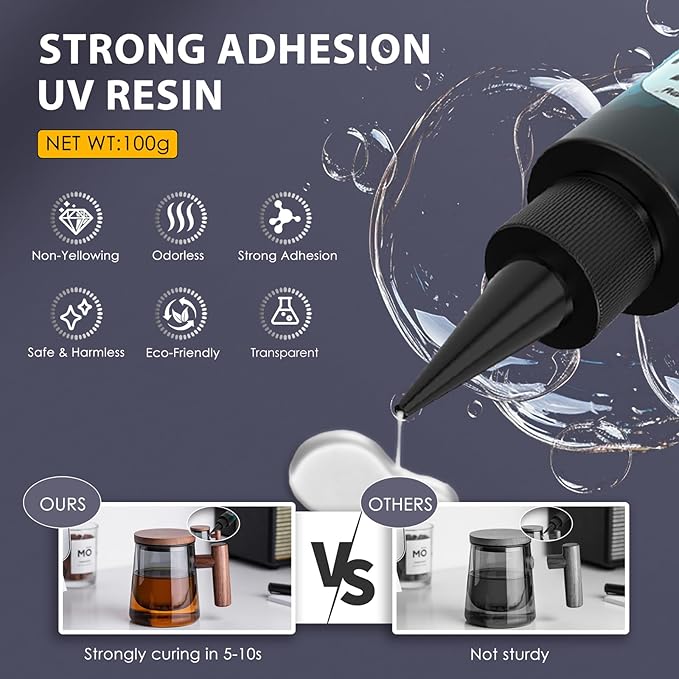 UV Resin Kit with Light, 100g UV Resin with Rechargeable 395NM UV Flashlight - Image 3