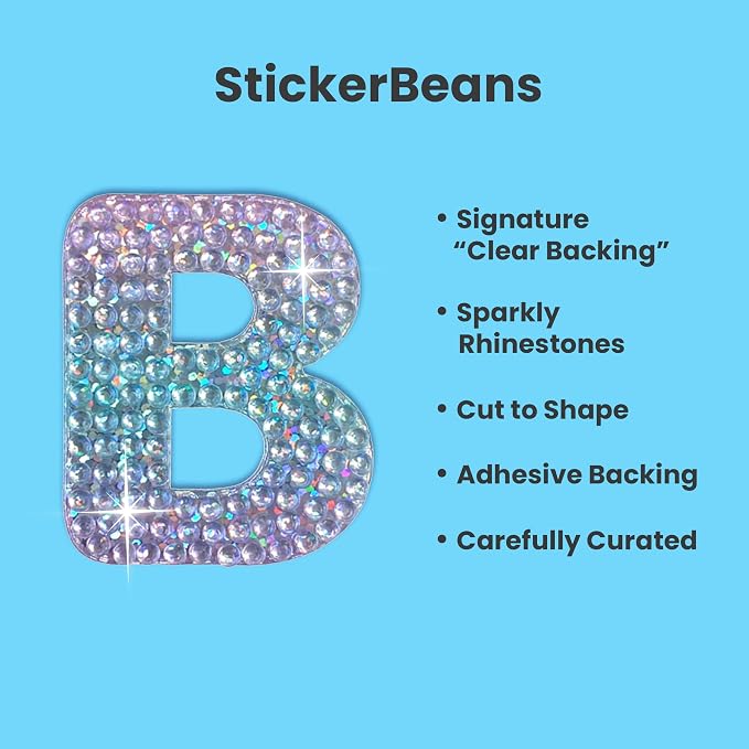 StickerBeans® Rhinestone Alphabet Letter Sticker B - Image 2