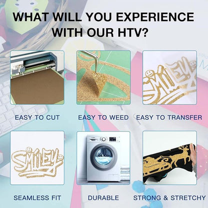 HTVRONT Champagne Glitter HTV Vinyl - Image 3