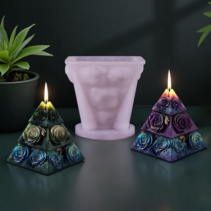 Rose Pyramid Scented Candle Silicone Mold Pillar Silicone Mold Resin Casting - Image 2