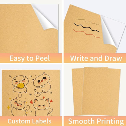 Kraft Printable Sticker Paper, 20 Sheets Brown Printable Sticker Paper - Image 5