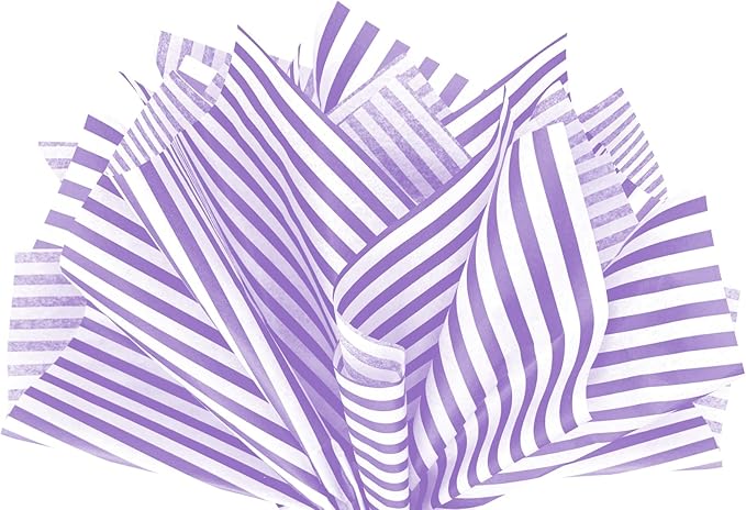 Flexicore Packaging Lilac Purple Pin Stripe Print Gift Wrap Tissue Paper Size: by FlexicorePackaging