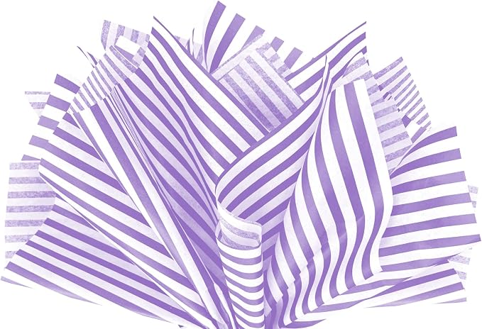 Flexicore Packaging Lilac Purple Pin Stripe Print Gift Wrap Tissue Paper Size: by FlexicorePackaging