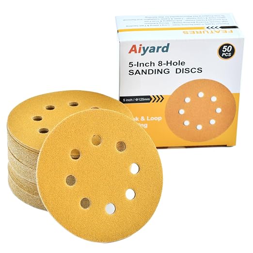 5-Inch 8-Hole Hook and Loop Sanding Discs 120-Grit Random Orbit Sandpaper by Aiyard