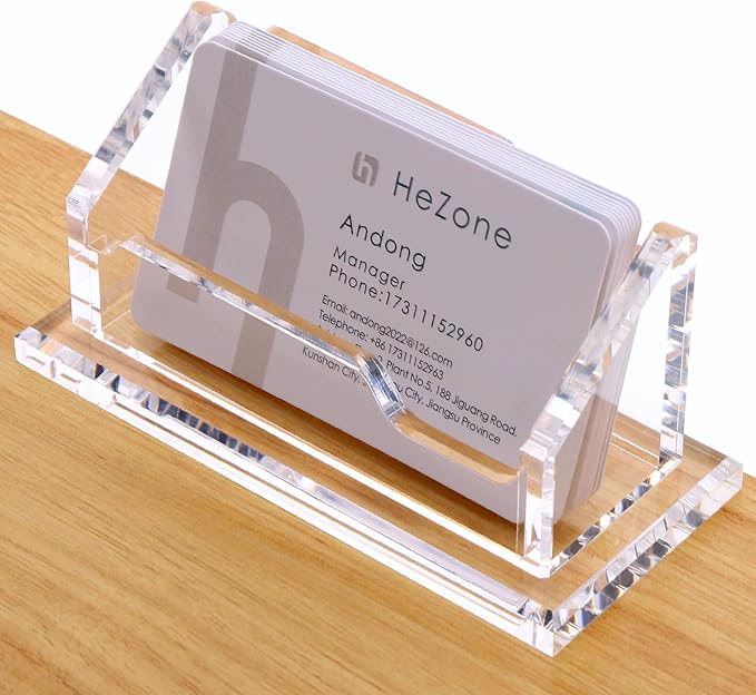 Acrylic Card Holder Clear Horizontal Business Card Organizer Stand - Image 8