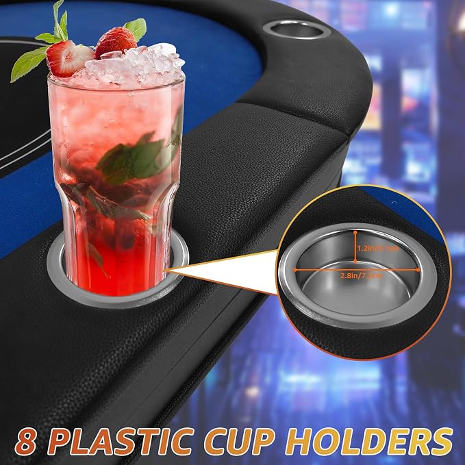 Folding Poker Table, 8 Player Portable Design - Image 7