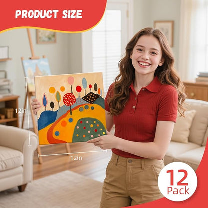 Simetufy 12 x 12 inch 12 Pack Painting Canvas Boards- Gesso Primed Acid-Free - Image 8