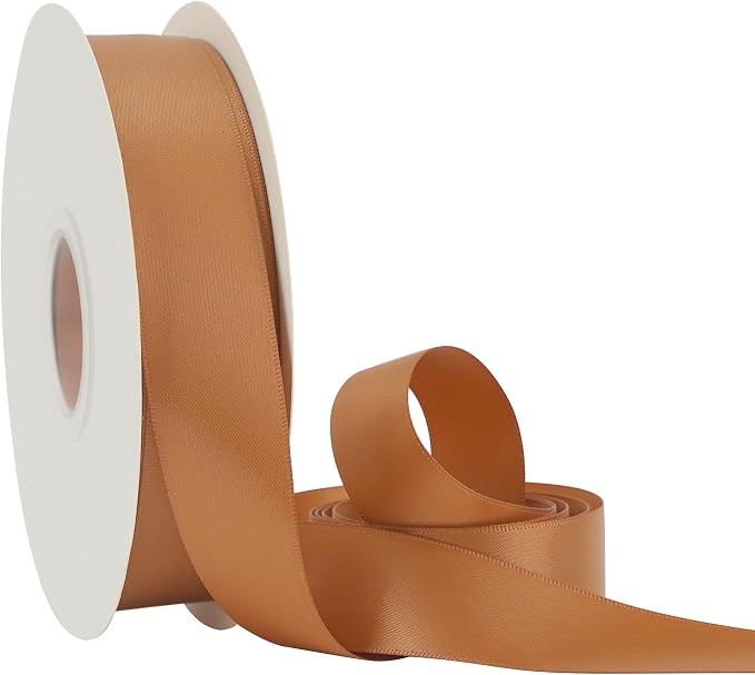 HUIHUANG Terracotta Satin Ribbon 1 Double-Faced Satin Ribbon 50 Yards - Image 3