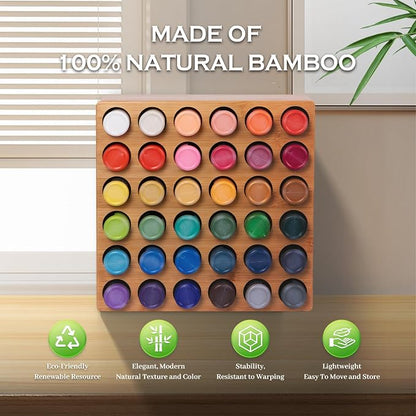 Bamboo Craft Paint Storage Organizer, 36-Hole Vertical Paint Rack Stand - Image 4