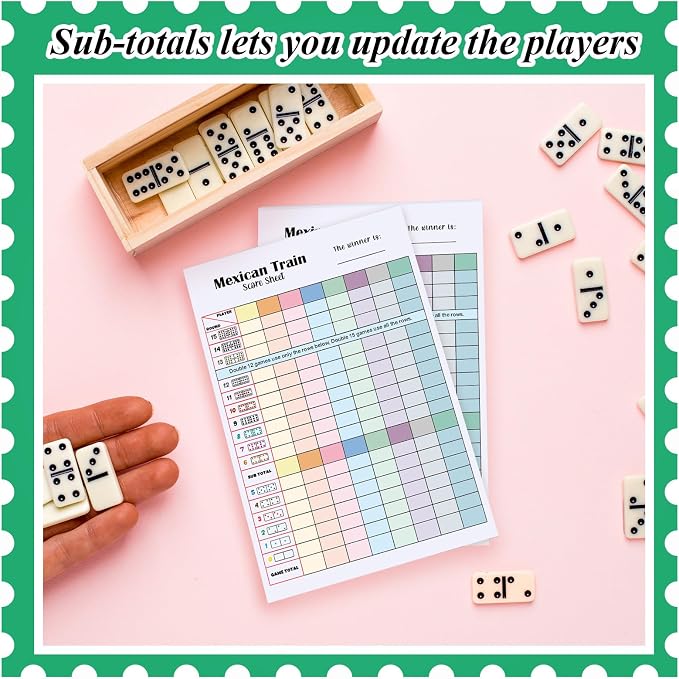 2 Pack 120 Sheets Mexican Train Score Pads Colorful Chicken Foot Dominoes Game - Image 6